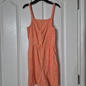 Old Navy Orange Floral Smocked Bodice Romper Jumpsuit Women's XS